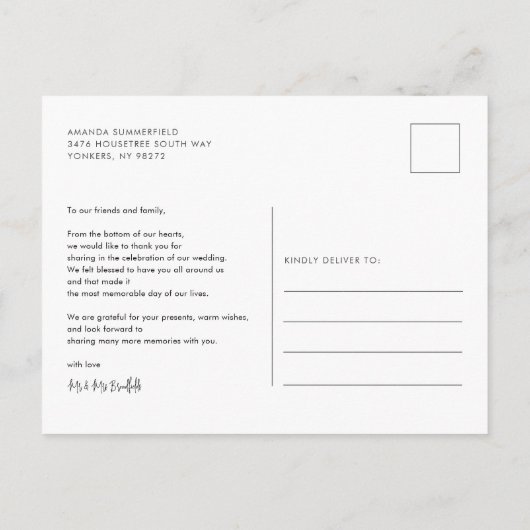 スタイリッシュの結婚写真コラージュ ポストカード (裏面)