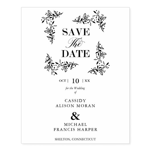 スタイリッシュの結婚救モダンDate Branchesのフレーム ラバースタンプ (インプリント)