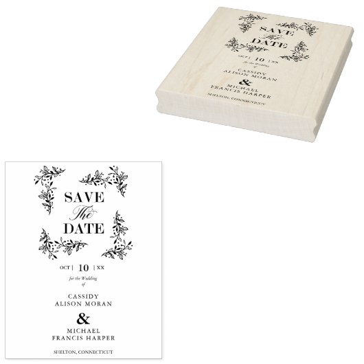 スタイリッシュの結婚救モダンDate Branchesのフレーム ラバースタンプ (押印)