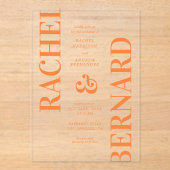 スタイリッシュはっきりしたタイポグラフィ透結婚明 アクリル招待状 (正面)