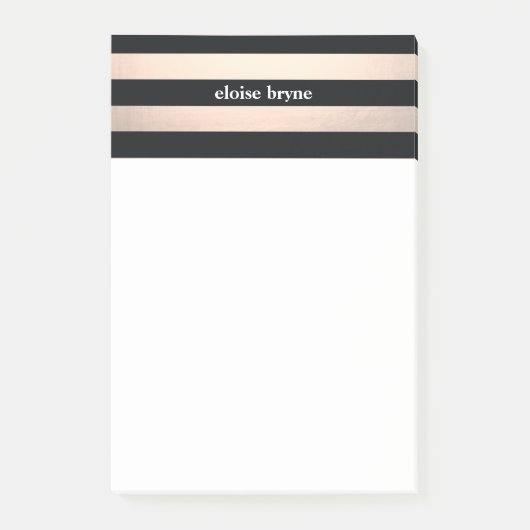 スタイリッシュはっきりしたバラ金ゴールドとブラックストライプのモダン ポストイット (正面)