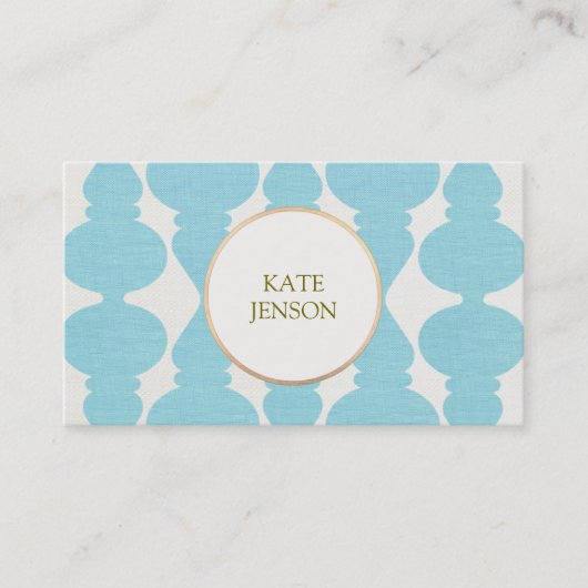 スタイリッシュはっきりしたフェイクターコイズリネンのパターン2 名刺 (正面)