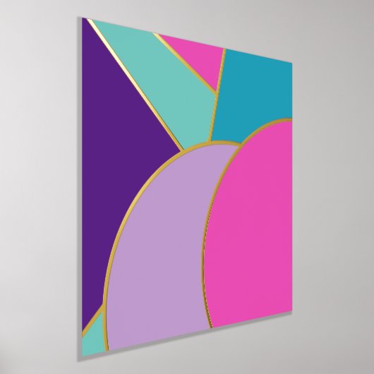 スタイリッシュはっきりしたモダン抽象芸術金ゴールド 箔ポスター (レイダウン)