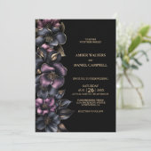 スタイリッシュほこりっぽいピンクとグレーのフローラ結婚ズ 招待状 (スタンド正面)