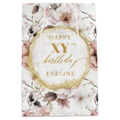 スタイリッシュほこりっぽいピンクウォーターカラー70誕生日抱き枕 ミディアムペーパーバッグ (正面)