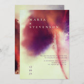 スタイリッシュアイボリーブラウンウォーター色ダンデリオン結婚ズ 招待状 (正面/裏面)