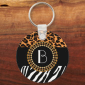 スタイリッシュアニマルプリントゼブラとヒョウ柄 キーホルダー (正面)