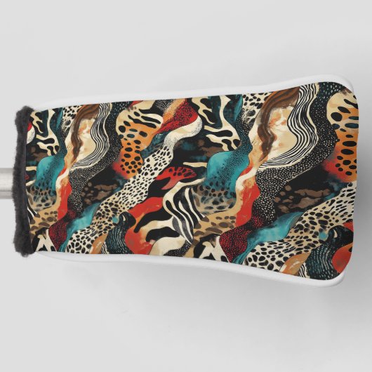 スタイリッシュアニマルプリント融合デザイン ゴルフヘッドカバー (正面)