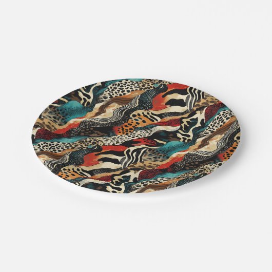 スタイリッシュアニマルプリント融合デザイン ペーパープレート (アングル)