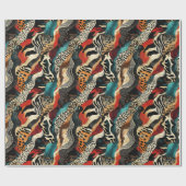 スタイリッシュアニマルプリント融合デザイン ラッピングペーパー (フラット)