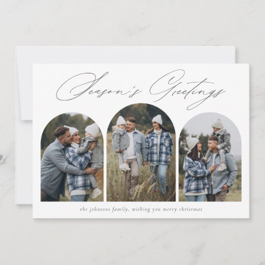 スタイリッシュアーチシーズンの挨拶ファミリー写真 シーズンカード (正面)