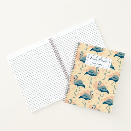 スタイリッシュアールデコインスパイアピーチのフラミンゴ模様 ノートブック (内部)