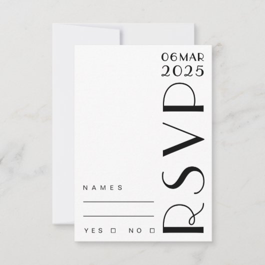 スタイリッシュアールデコ結婚白黒 出欠カード (正面)