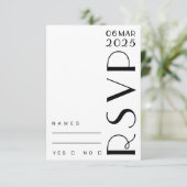 スタイリッシュアールデコ結婚白黒 出欠カード (スタンド正面)