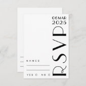 スタイリッシュアールデコ結婚白黒 出欠カード (正面/裏面)