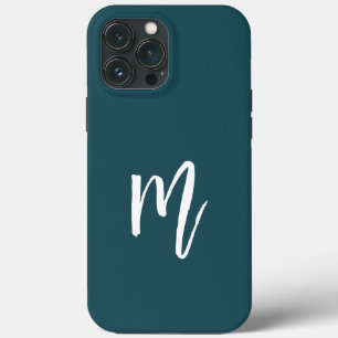 スタイリッシュイニシャルかわいいターコイズ色 iPhone 13 PRO MAXケース