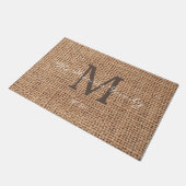 スタイリッシュイニシャルとスクリプト文字ファミリー名burlap ドアマット (アングル)