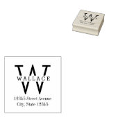 スタイリッシュイニシャルの木印 ラバースタンプ (押印)