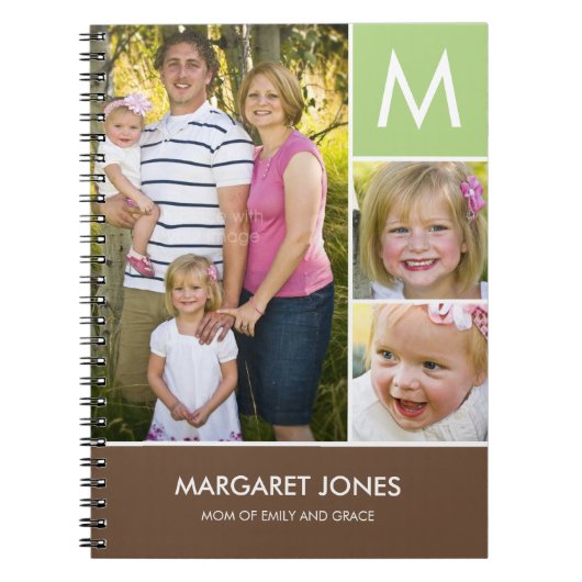 スタイリッシュイニシャルパーソナライズされた帳 ノートブック (正面)