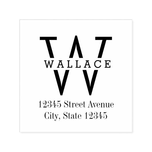 スタイリッシュイニシャル差出人住所自己インク印鑑 セルフインキングスタンプ (デザイン)