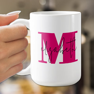 スタイリッシュイニシャル文字モノグラムと名前 コーヒーマグカップ