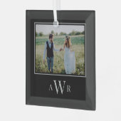 スタイリッシュイニシャル編集可能カラーフォトオーナメント ガラスオーナメント (正面左)