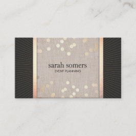 スタイリッシュイベントプランナーシック金ゴールド紙吹雪リネン 名刺
