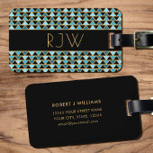 スタイリッシュエレガントアールデコモノグラムの ラゲッジタグ