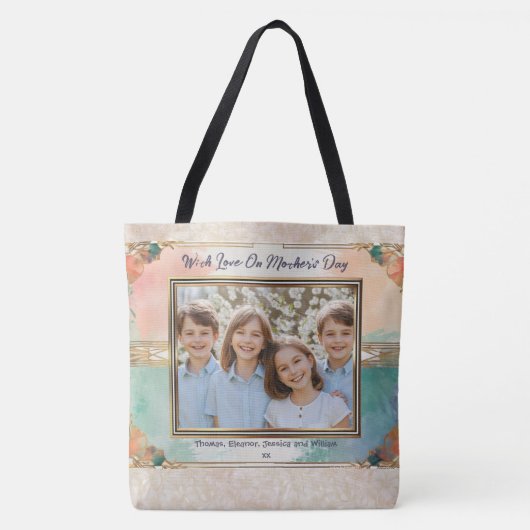 スタイリッシュエレガントカラフル写真かわいらし母の日 トートバッグ (正面)