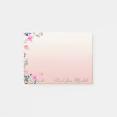 スタイリッシュエレガントガーリー水色ピンクの花 ポストイット (正面)