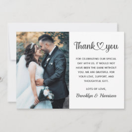 スタイリッシュエレガントシック新郎撮結婚影 サンキューカード