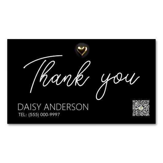 スタイリッシュエレガントシンプル金ゴールドハート業務との マグネット名刺 (正面)