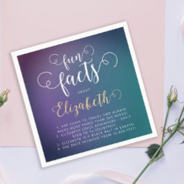 スタイリッシュエレガントターコイズ勾配おもしろいファクト スタンダードカクテルナプキン