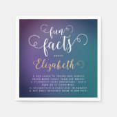 スタイリッシュエレガントターコイズ勾配おもしろいファクト スタンダードカクテルナプキン (正面)