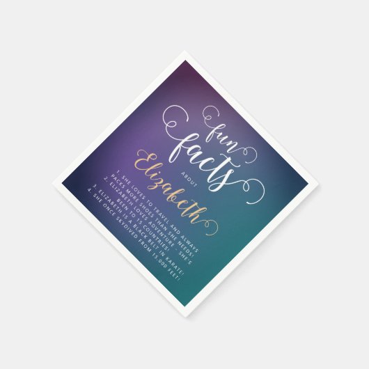 スタイリッシュエレガントターコイズ勾配おもしろいファクト スタンダードカクテルナプキン (角)