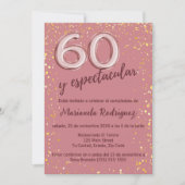 スタイリッシュエレガントバラ金ゴールド60誕生日スペインの 招待状 (正面)
