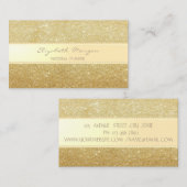 スタイリッシュエレガントフェイク金ゴールドグリッターストライプ真珠 名刺 (正面/裏面)