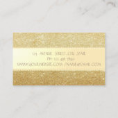 スタイリッシュエレガントフェイク金ゴールドグリッターストライプ真珠 名刺 (裏面)