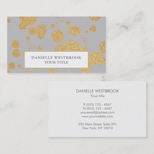 スタイリッシュエレガントフェイク金ゴールドグリッター 名刺 (正面/裏面)