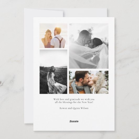 スタイリッシュエレガントメリーと写真結婚したコラージュ シーズンカード (裏面)