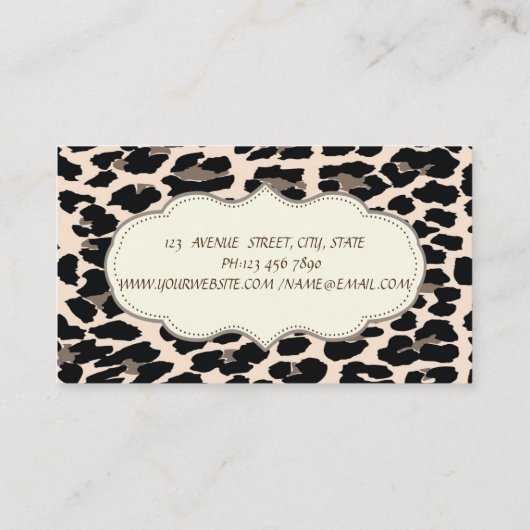 スタイリッシュエレガントモダンガーリーLeopard Print 名刺 (裏面)