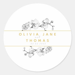 スタイリッシュエレガントモダンフローラ金ゴールド結婚ラン ラウンドシール