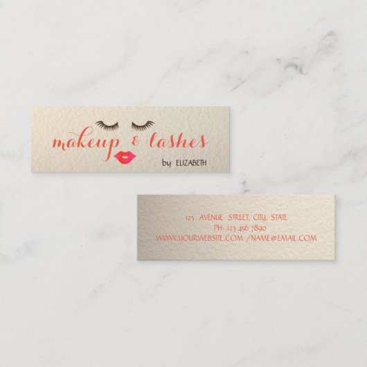 スタイリッシュエレガントモダン口，くちび，くちばし，メイクアップ スキニー名刺 (正面/裏面)