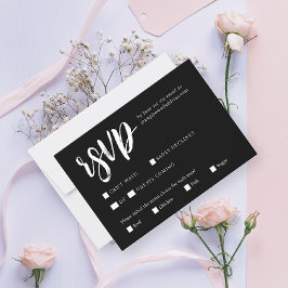 スタイリッシュエレガントモダン結婚白黒 出欠カード