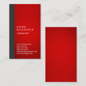 スタイリッシュエレガントモダン縦灰色ストライプ赤 名刺 (正面/裏面)