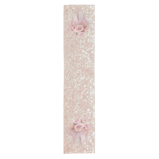 スタイリッシュエレガントモダン,キラキラ,バラ ショートテーブルランナー (正面)