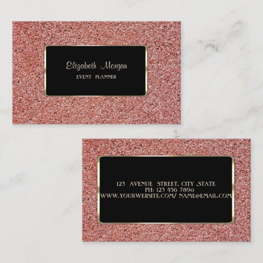 スタイリッシュエレガントモダン,黒枠,赤大理石 名刺 (正面/裏面)