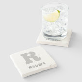 スタイリッシュエレガントモノグラムのテンプレート ストーンコースター (横)