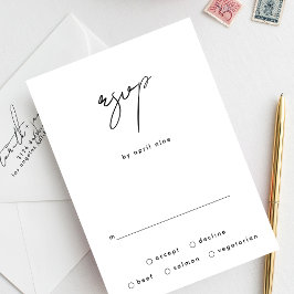 スタイリッシュエレガント名前をカスタムする結婚白黒 出欠カード