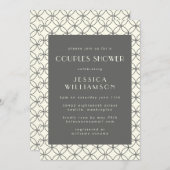 スタイリッシュエレガント白黒ラインアートカップルシャワー 招待状 (正面/裏面)